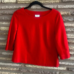 Akris Punto Red Stretch Mesh Cut Out Back Panel Top Size 6
